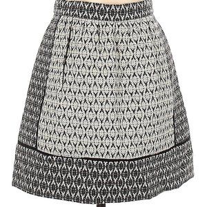 J Crew Black Ivory woven panel mini skirt size 00 fully lined work party